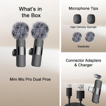 Micro Mini Mic Pro USB-C - Micro sans fil pro pour iPhone, Android