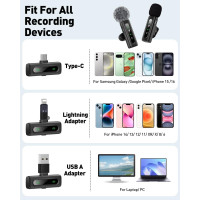 USB C Lavalier Microphone Wireless for Android Phone/Tablet/PC Recording
