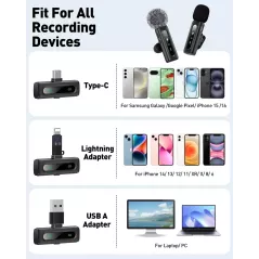 Microphone Lavalier USB-C Sans Fil pour Android & PC