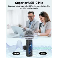Microphone Lavalier USB-C Sans Fil Rotatif avec Réduction de Bruit pour Android, PC, Vlog, Podcast