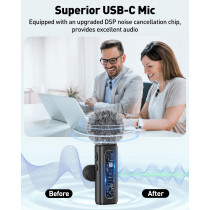 USB C Lavalier Microphone Wireless for Android Phone/Tablet/PC Recording