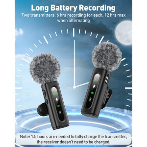 USB C Lavalier Microphone Wireless for Android Phone/Tablet/PC Recording