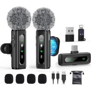 USB C Lavalier Microphone Wireless for Android Phone/Tablet/PC Recording