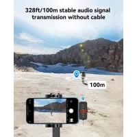 Microphone Sans Fil 3-en-1 PQRQP pour iPhone/Android/Appareil Photo, 328ft Portée, 18H Autonomie