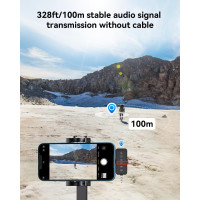 PQRQP 3-in-1 Wireless Microphone for iPhone/Android/Camera, 328ft Range, 18H Battery, Mini Mic for Vlogs & Interviews
