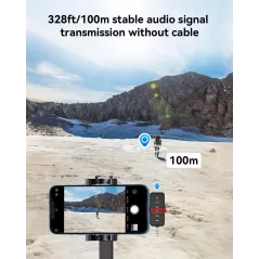Microphone Sans Fil 3-en-1 PQRQP pour iPhone/Android/Appareil Photo, 328ft Portée, 18H Autonomie
