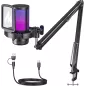 Microphone Gaming USB MAONO DGM20S avec réduction de bruit, mute, gain, monitoring, bras articulé.