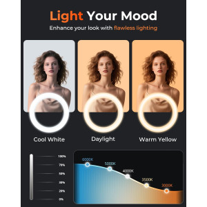 Anneau Lumineux 10'' Sensyne avec trépied extensible 50''