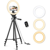 Sensyne 10 LED Ring Light & 50 Tripod Stand with Phone Holder for Videos