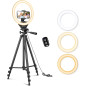 Sensyne Ring Light 10’’ avec trépied extensible 50’’, LED, support téléphone pour streaming & maquillage