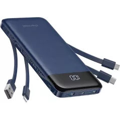Charmast Chargeur Portable 10000mAh Slim avec Câbles Intégrés, 6 Sorties, Charge Rapide 3A pour Smartphones