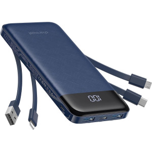 Charmast 10000mAh Portable Charger with Built-In Cables & Fast Charging