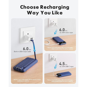 Chargeur Portable Charmast 10000mAh avec Câbles Intégrés
