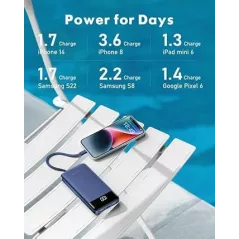 Chargeur Portable Charmast 10000mAh avec Câbles Intégrés