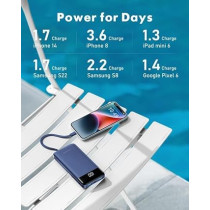 Charmast 10000mAh Portable Charger with Built-In Cables & Fast Charging