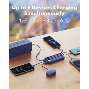 Charmast 10000mAh Portable Charger with Built-In Cables & Fast Charging