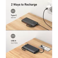 VEEKTOMX Power Bank 10000mAh avec câbles intégrés, charge rapide USB-C, compatible iPhone 17/16/15/14 & Android