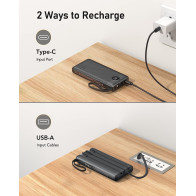 VEEKTOMX 10000mAh Portable Charger with Built-in Cables for iPhone & Android