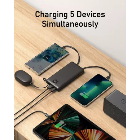 Powerbank 10000mAh avec câbles intégrés - Charge rapide USB-C