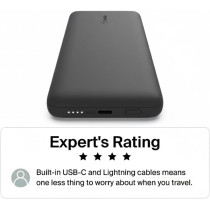 Belkin 10,000mAh Portable Charger with USB-C & Lightning Cables, 23W