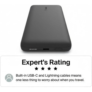 Belkin 10,000mAh Portable Charger with USB-C & Lightning Cables, 23W