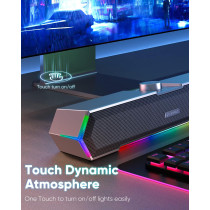 LENRUE G11 USB-C Computer Speakers with Touch Lights & Clear Sound