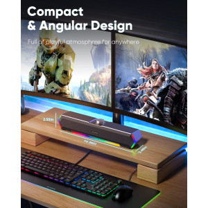 Enceintes LENRUE G11 USB C pour PC, Son Clair & Touches