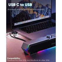 Enceintes LENRUE G11 USB C pour PC, Son Clair & Touches
