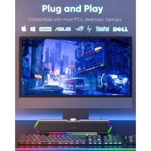 LENRUE G11 USB-C Computer Speakers with Touch Lights & Clear Sound