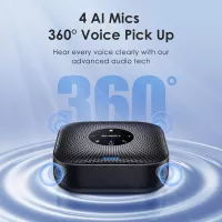 Enceinte de conférence EMEET M0 Plus, 4 micros AI, 360° voix, réduction bruit, USB-C, Bluetooth, 8-16 pers.