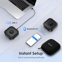 EMEET M0 Plus Speakerphone: 360° AI Mics, Noise Reduction & Bluetooth