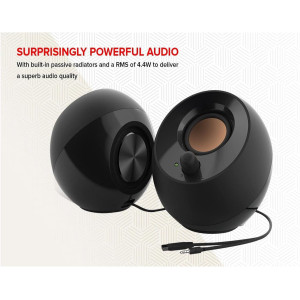 Creative Pebble 2.0 USB Desktop Speakers with Far-Field Drivers - Black