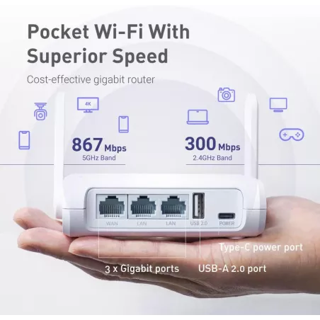 GL.iNet GL-SFT1200 Opal : Routeur WiFi Portable VPN Dual-Band