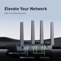 GL.iNet GL-MT6000 Flint 2 Routeur WiFi 6 Haut Débit, 2 Ports Ethernet 2.5G, VPN Longue Portée