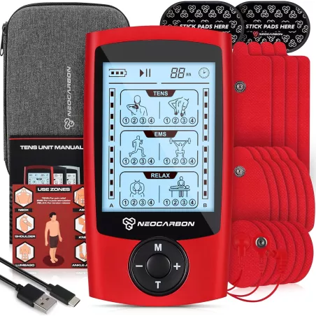 Stimulateur musculaire TENS EMS rouge pour douleur rapide