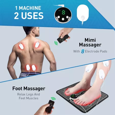 Phixnozar TENS & PMS Stimulateur Nerveux Électronique, Massage Pied EMS, Relaxation Musculaire, Écran LCD