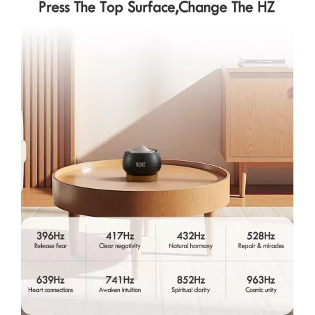 Bol chantant tibétain portable, 8 fréquences de guérison, modes auto/manuel, USB-C rechargeable, méditation