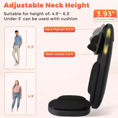 Shiatsu Chauffant 4D pour Cou et Dos, Massage Profond Antidouleur, Idéal Bureau et Maison, Cadeau Noël