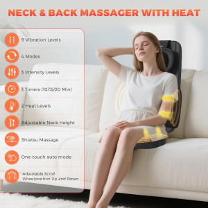 Shiatsu Neck & Back Massager with Heat - 4D Deep Tissue Relief Pain