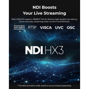 OBSBOT Tail Air NDI 4K Caméra AI PTZ Streaming & Contrôle Gestuel