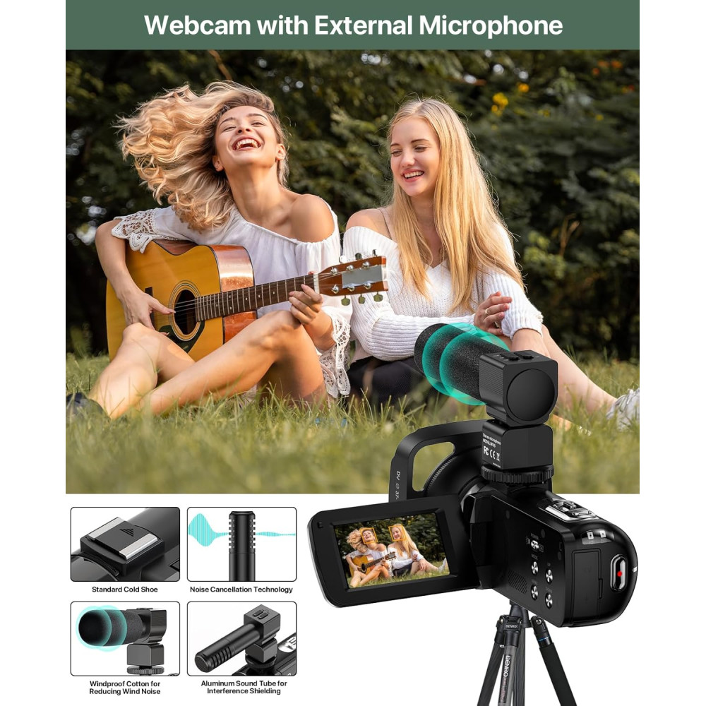 Caméra 4K 64MP Vlogging YouTube avec Zoom 18X & Microphone