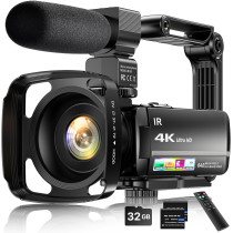 4K 64MP Vlogging Camera with Touch Screen, Night Vision & Accessories