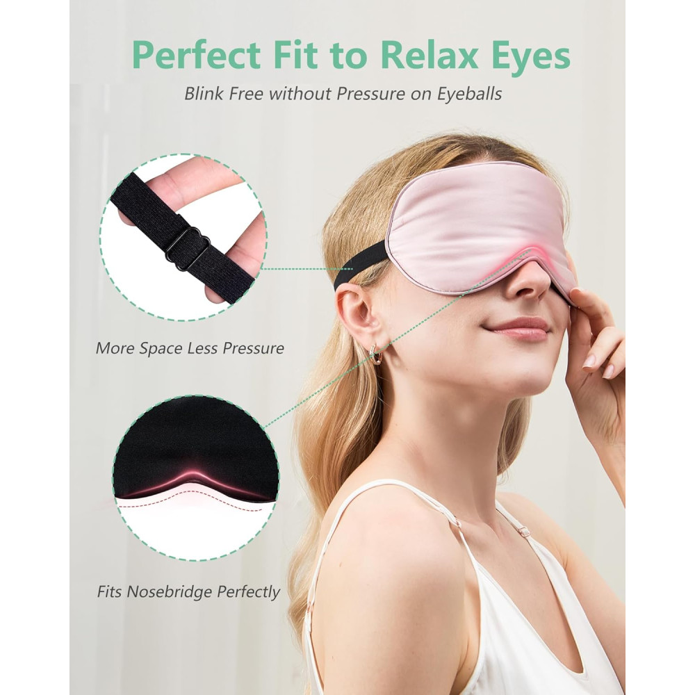 BeeVines 100% Real Mulberry Silk Sleep Mask 2 Pack – Adjustable & Light Blocking