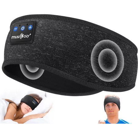 MUSICOZY Casque Bluetooth 5.4 Bandeau, Écouteurs Sans Fil avec Masque Nuit & Haut-Parleurs Stéréo HD