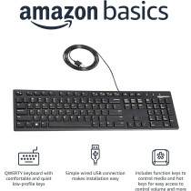 Clavier Amazon Basics QWERTY Filaire, Taille Pleine, Noir