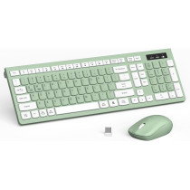 Clavier Souris Sans Fil Avocado Vert, DPI Réglable 2.4GHz