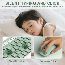 Clavier Souris Sans Fil Avocado Vert, DPI Réglable 2.4GHz