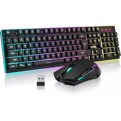 Clavier Gamer RedThunder K10 Sans Fil LED + Souris 3200DPI Noir