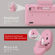 UBOTIE Colorful Wireless Keyboard & Mouse Combo, Retro Style, Pink