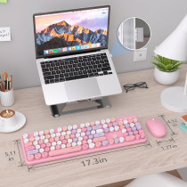 UBOTIE Colorful Wireless Keyboard & Mouse Combo, Retro Style, Pink